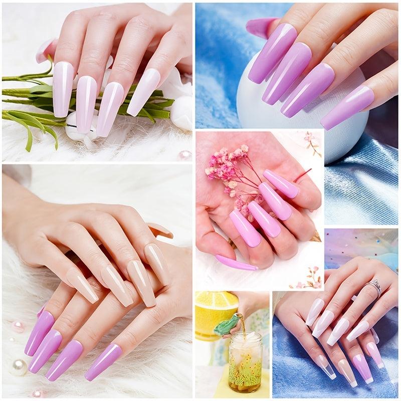 8-Color Bright Nail Dip Powder Starter Kit with Base & Top Coat
