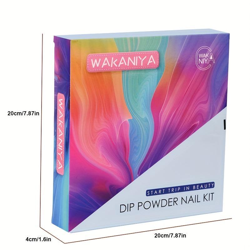 8-Color Bright Nail Dip Powder Starter Kit with Base & Top Coat