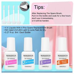 8-Color Bright Nail Dip Powder Starter Kit with Base & Top Coat