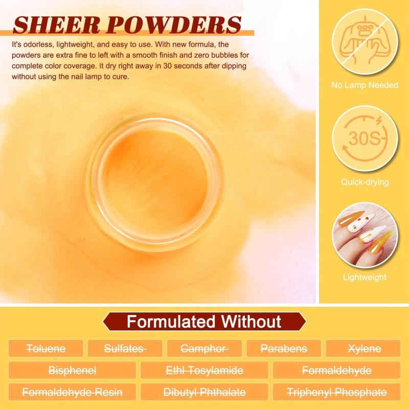 20 Pcs Dip Powder Nail Kit Starter Set Red Yellow Brown Glitter