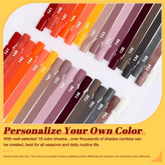 20 Pcs Dip Powder Nail Kit Starter Set Red Yellow Brown Glitter