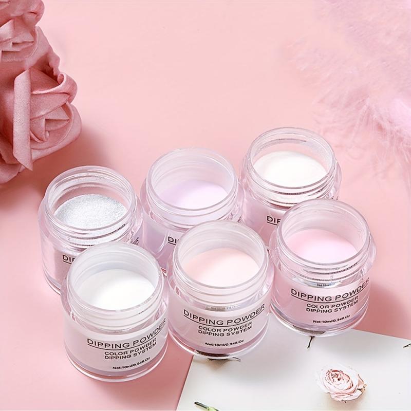 Dip Powder Nail Kit 6 Colors Haze Pink Acrylic Dipping Powder Base & Top Coat