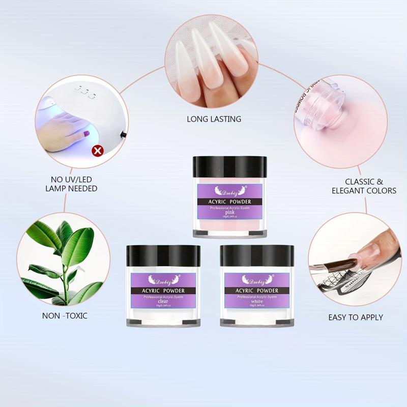 Clear Pink Acrylic Nail Kit System for Salon