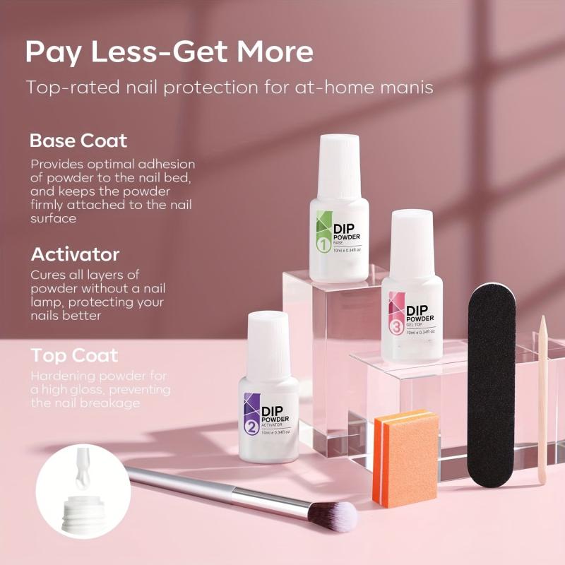 11-Piece Dip Powder Nail Kit with 4 Colors and Essential Liquids