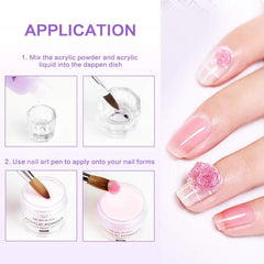Acrylic Nail Kit Set with 40ml Liquid Monomer & Nail Brush - Beginner Friendly