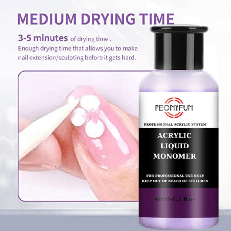 Acrylic Nail Kit Set with 40ml Liquid Monomer & Nail Brush - Beginner Friendly