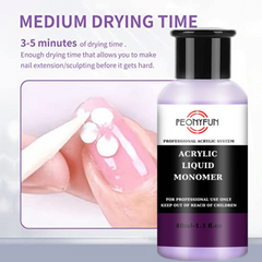 Acrylic Nail Kit Set with 40ml Liquid Monomer & Nail Brush - Beginner Friendly