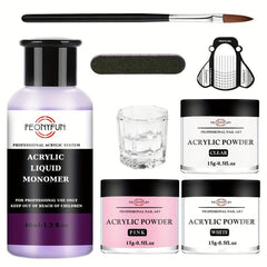 Acrylic Nail Kit Set with 40ml Liquid Monomer & Nail Brush - Beginner Friendly
