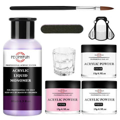 Acrylic Nail Kit Set with 40ml Liquid Monomer & Nail Brush - Beginner Friendly