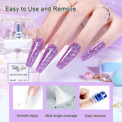 8 Colors Glitter Purple Nail Dip Powder Kit With Liquids for DIY Nail Art
