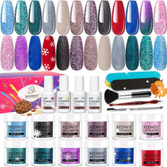 21pcs Dip Powder Nail Kit Starter Set for Salon Party Christmas Gift