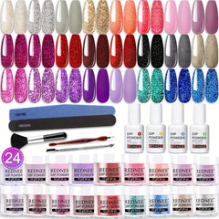 33pcs Dip Powder Nail Kit 24 Colors Glitter Dip Manicure Set & Tools