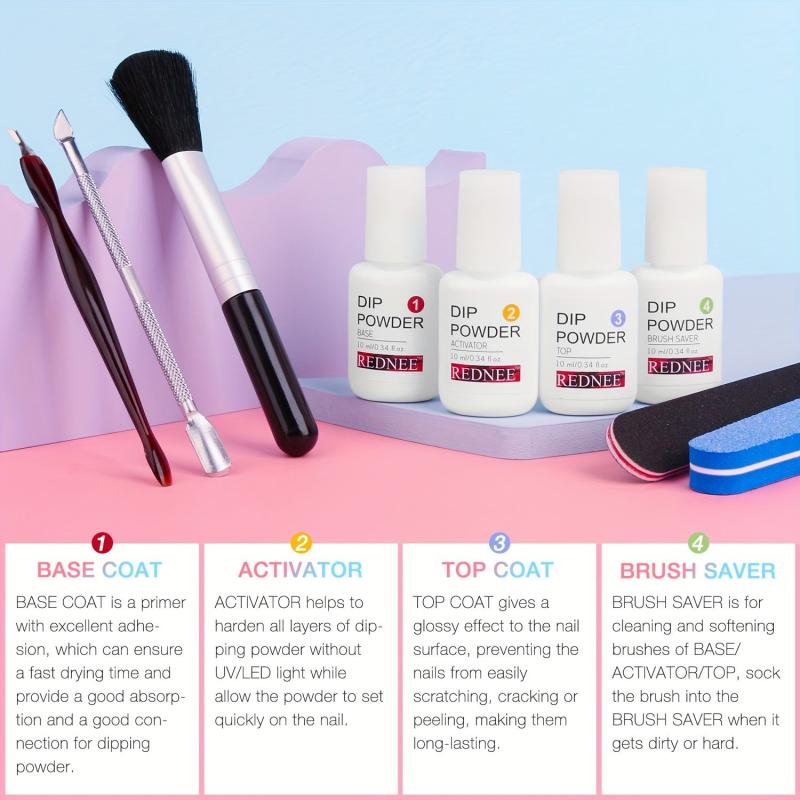 33pcs Dip Powder Nail Kit: 24 Colors + Base Top Coat Activator