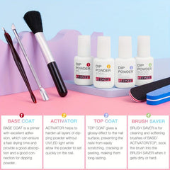 33pcs Dip Powder Nail Kit: 24 Colors + Base Top Coat Activator