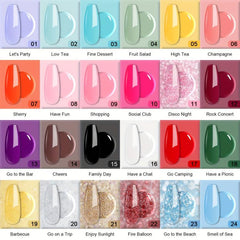 33pcs Dip Powder Nail Kit: 24 Colors + Base Top Coat Activator