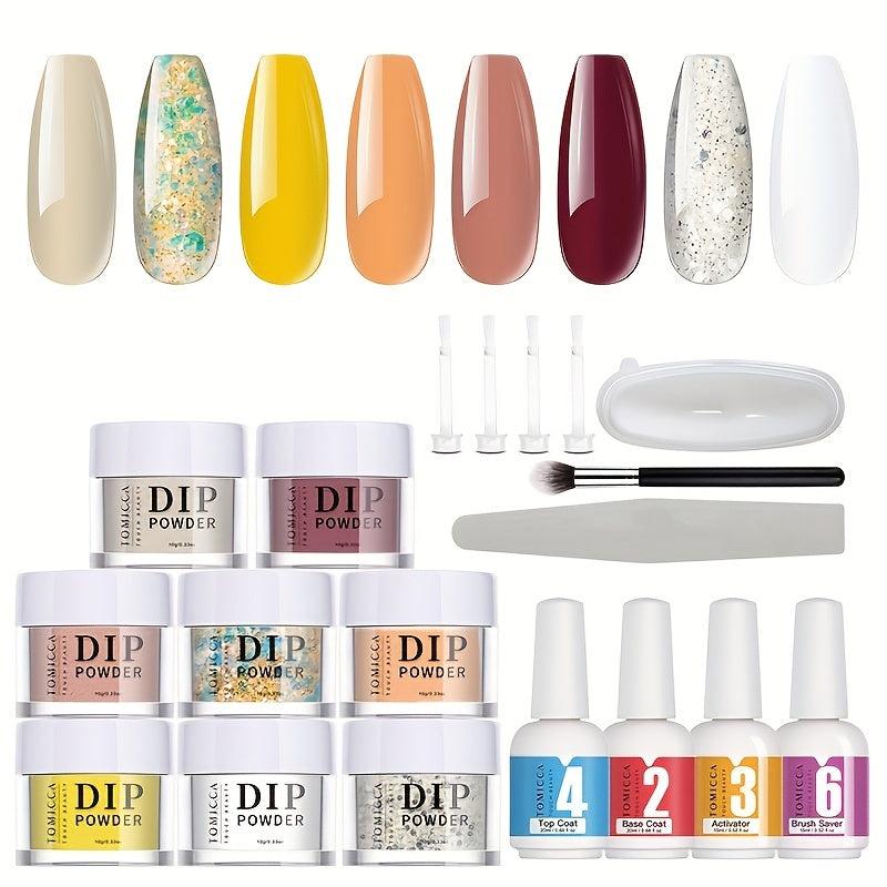 12pcs Dip Powder Nail Kit with Activator and Brush Saver Set