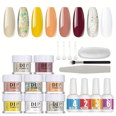 12pcs Dip Powder Nail Kit with Activator and Brush Saver Set