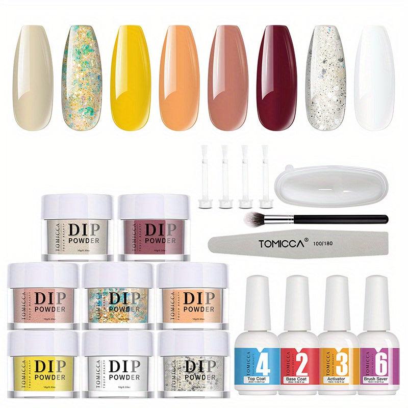 12pcs Dip Powder Nail Kit with Activator and Brush Saver Set