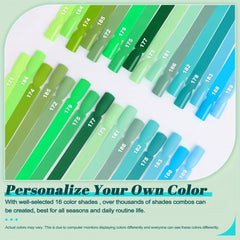 20pcs Nail Dip Powder Starter Kit 16 Green Sharp Colors Spring Summer Collection