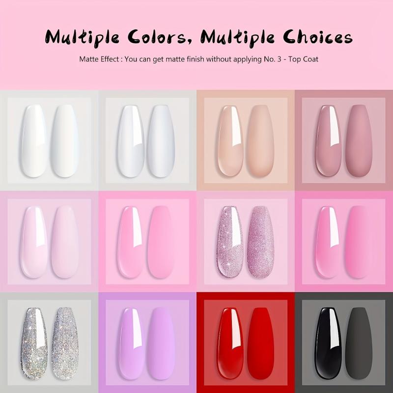 Glitter Dip Powder Nail Kit Pink Starter Set with 12 Colors