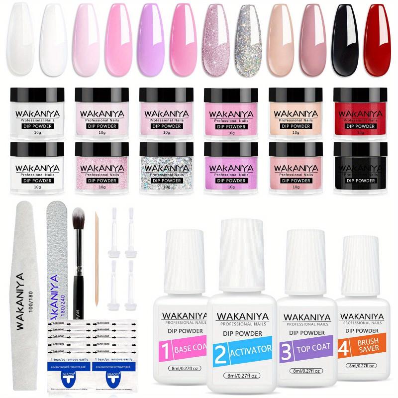 Glitter Dip Powder Nail Kit Pink Starter Set with 12 Colors
