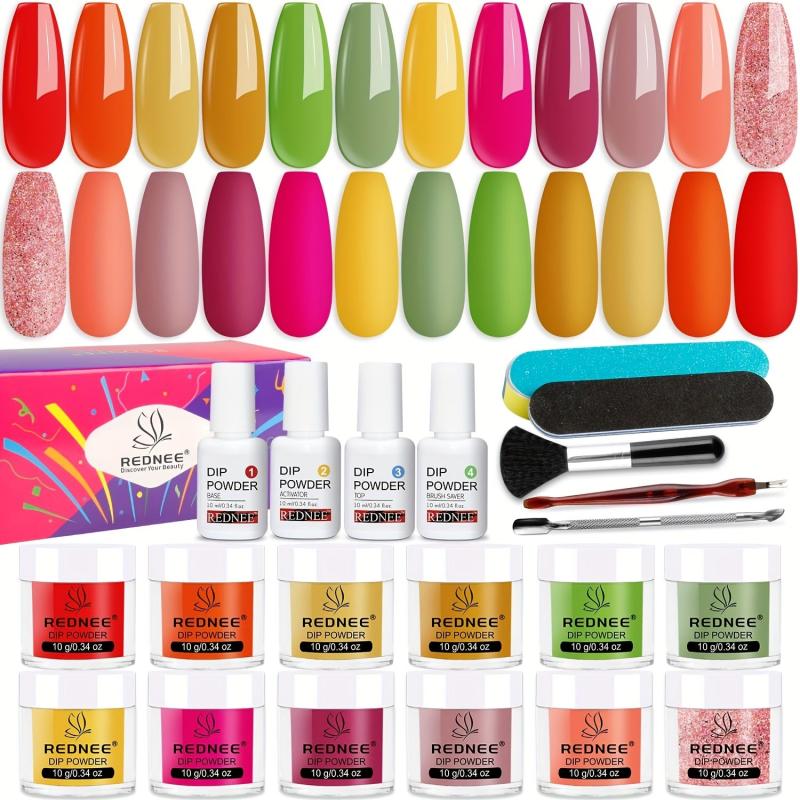 21pcs Dip Nails Powder Starter Kit 12 Colors Dip Nail Kit & Essential Nail Tools