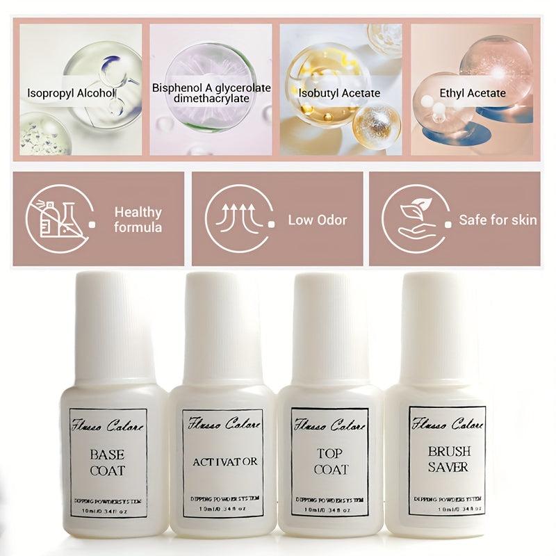 4pcs FlussoColore Dip Powder Liquid Set for Professional Dip Powder Nail