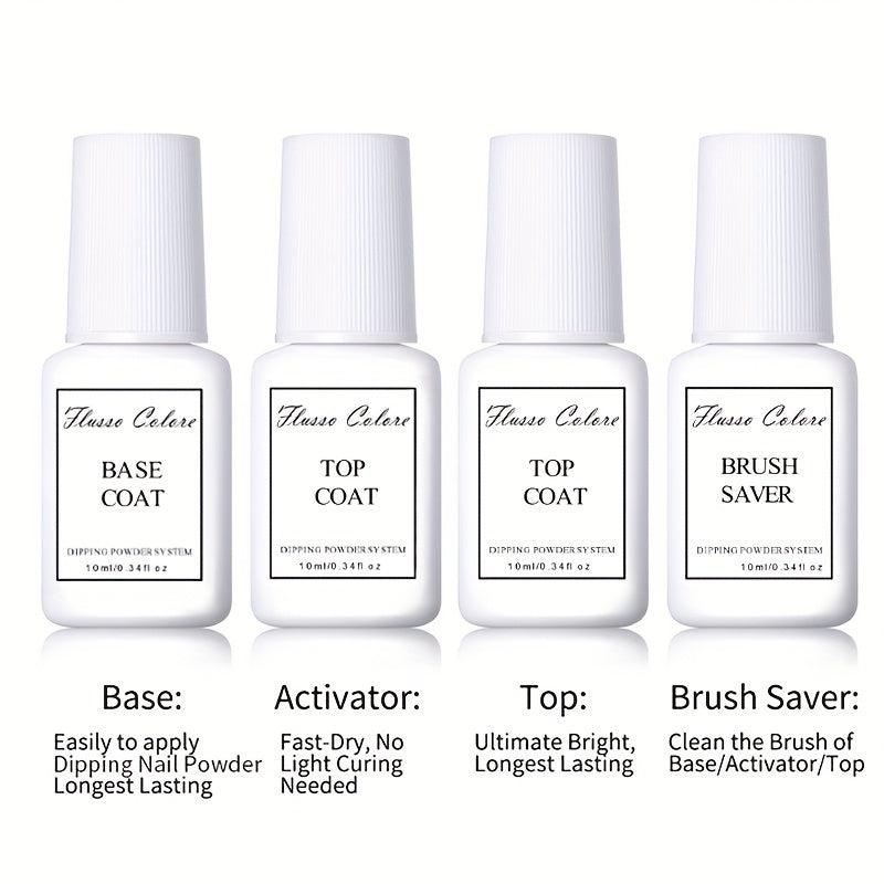 4pcs FlussoColore Dip Powder Liquid Set for Professional Dip Powder Nail