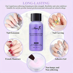 Acrylic Nail Kit with Monomer Liquid Set Pink Clear Nail Powder
