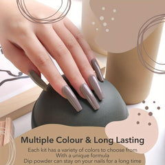 Aokitec 16Pcs Dip Powder Nail Kit Fall Nude Glitter Dipping Powder Starter Set