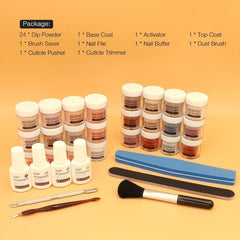 33pcs Dip Powder Nail Kit 24 Colors Nude Gray Series Dip Manicure Set