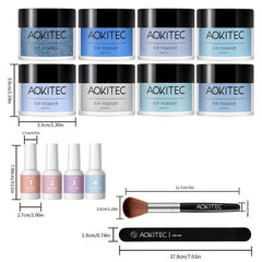 14Pcs Dip Powder Nail Kit Starter 8 Colors Collection Dipping Powder Set