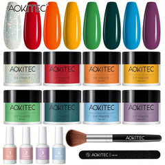 Aokitec Dip Powder Halloween Nail Kit - 8 Colors, Glitter, Acrylic Liquid