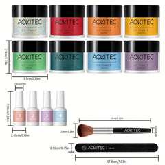 Aokitec Dip Powder Halloween Nail Kit - 8 Colors, Glitter, Acrylic Liquid
