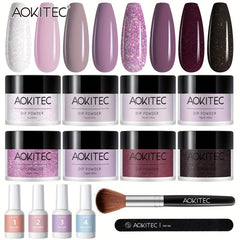 Aokitec Dip Powder Halloween Nail Kit - 8 Colors, Glitter, Acrylic Liquid