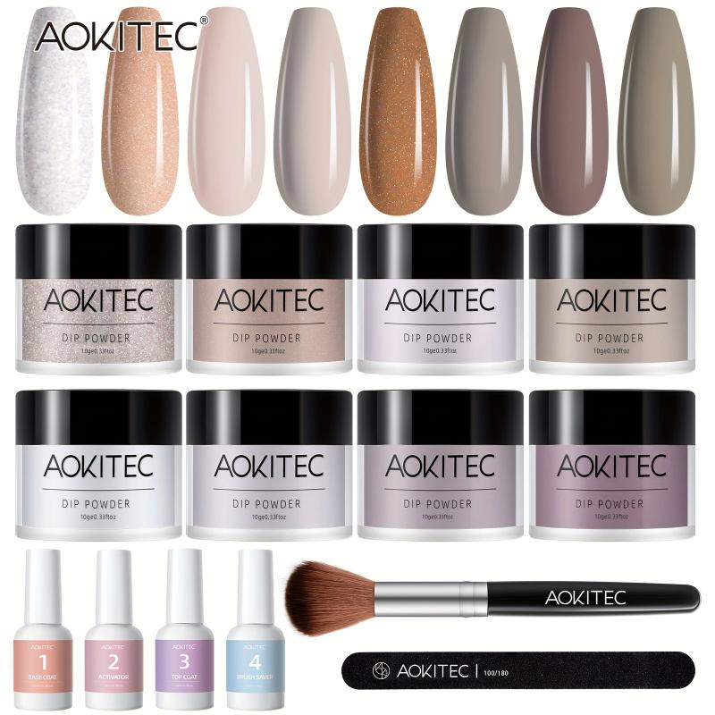 Aokitec Dip Powder Halloween Nail Kit - 8 Colors, Glitter, Acrylic Liquid