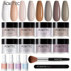 Aokitec Dip Powder Halloween Nail Kit - 8 Colors, Glitter, Acrylic Liquid