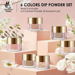 Nail Dip Powder Set 6 Colors Nude Pink Glitter Skin Tone Long Lasting