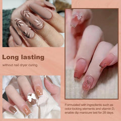 Nail Dip Powder Set 6 Colors Nude Pink Glitter Skin Tone Long Lasting