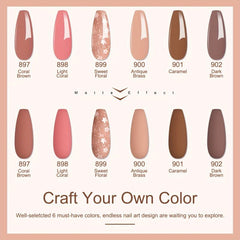Nail Dip Powder Set 6 Colors Nude Pink Glitter Skin Tone Long Lasting