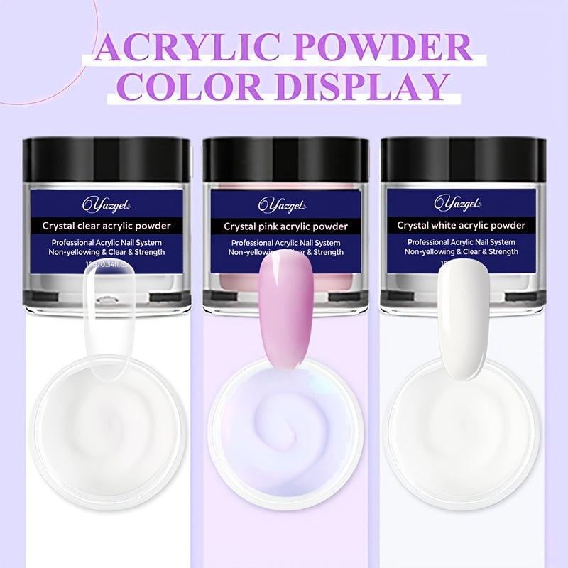 6Pcs Nail Crystal Acrylic Powder And Liquid Monomer Set