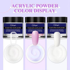 6Pcs Nail Crystal Acrylic Powder And Liquid Monomer Set