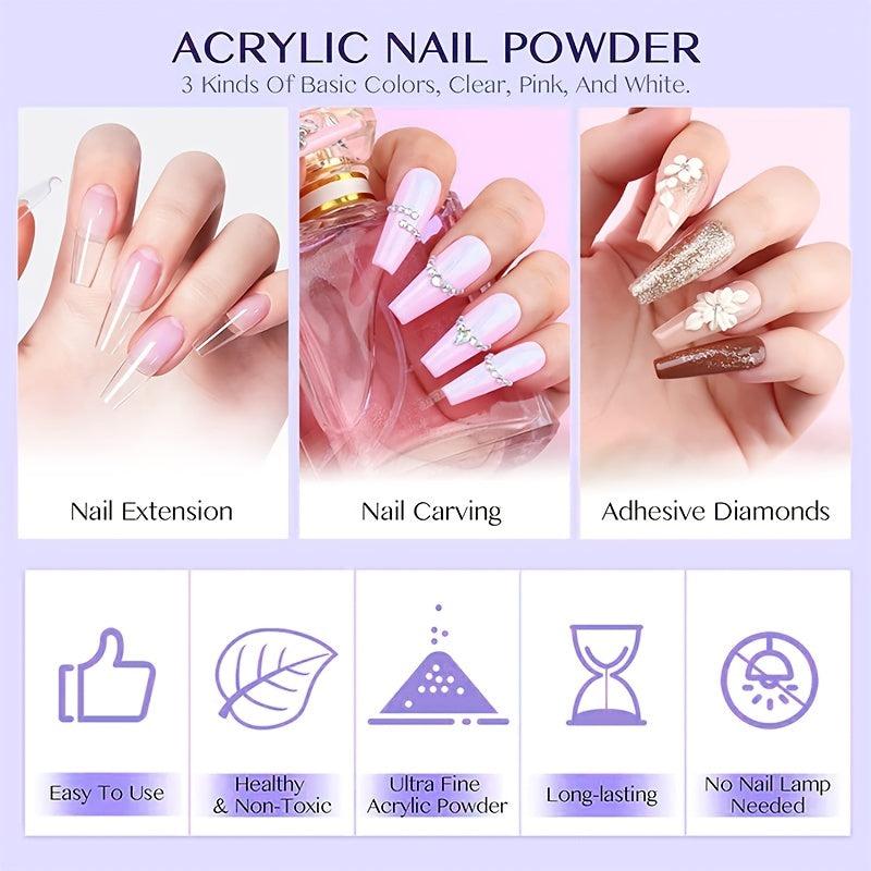 6Pcs Nail Crystal Acrylic Powder And Liquid Monomer Set