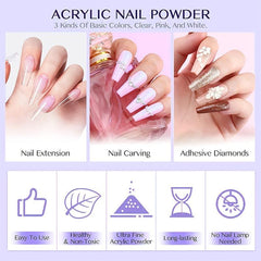 6Pcs Nail Crystal Acrylic Powder And Liquid Monomer Set