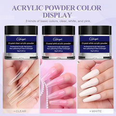 6Pcs Nail Crystal Acrylic Powder And Liquid Monomer Set