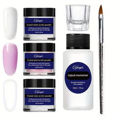 6Pcs Nail Crystal Acrylic Powder And Liquid Monomer Set