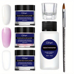 6Pcs Nail Crystal Acrylic Powder And Liquid Monomer Set