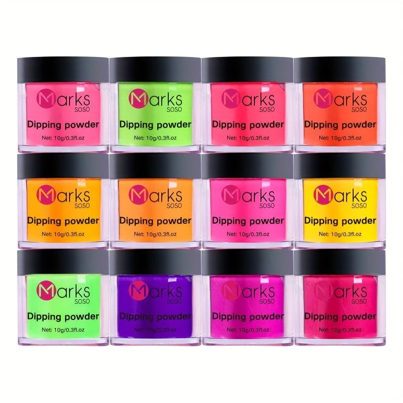 12 Colors Dip Nail Powder Kits Glossy Professional Set For French Nails