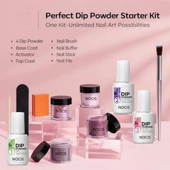 Dip Powder Nail Kit Set 4 Colors Nude Pink Glitter Acrylic Dipping Powder