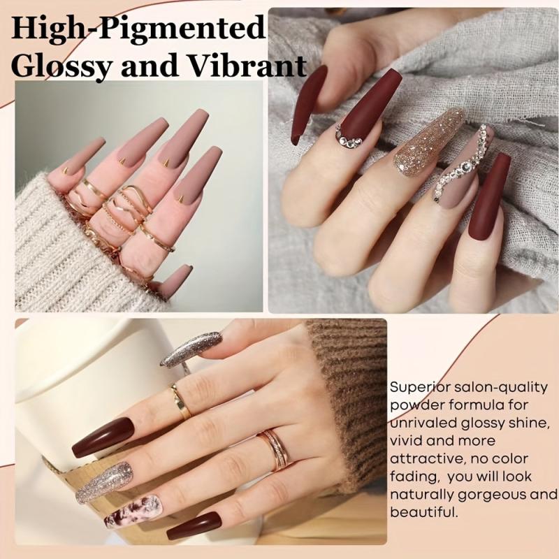 12 Colors Pink Brown Nail Dip Powder Set for DIY Nail Art